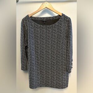 Talbots Plus 3/4 Sleeve Scoop Neck Cotton Pullover w/Pearl Buttons